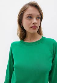 Green Boatneck Knitwear Sweater Online Shopping