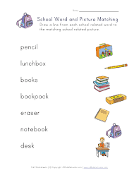 Quickworksheets will automatically mix up the order of the words on the final worksheet. Back To School Matching Words Worksheet