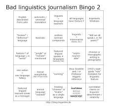 Can you think of at least one word for every letter in the alphabet, where the sound it starts with does not match the letter it starts with? All Things Linguistic Linguisten Bad Linguistics Journalism Bingo 2
