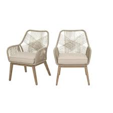 Hampton Bay Haymont Stationary Steel Wicker Outdoor Patio Dining Chair With Beige Cushion 2 Pack Patio Dining Chairs Wicker Patio Chairs Wicker Dining Chairs