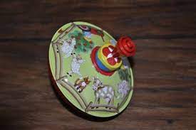 Vintage Spinning Top Toy Farmhouse Toys Farm Animals Decor Spinning Top Toy