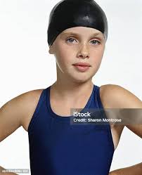 Girl Wearing Swimming Costume Portrait Closeup Stock Photo