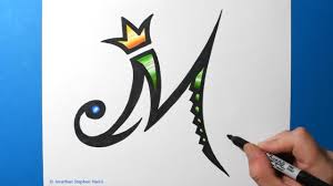 Latin small letter m with dot below symbol: Letter Writing Stylized Fancy Letters With Crowns Cool Initial M Design Idea Step By Step Art Youtube