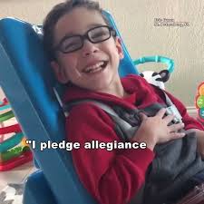 Jake Garza has cerebral palsy and doesn't talk that much. But he had a  surprise for his parents. He learned to recite the Pledge of Allegiance at  school in St. Pete and couldn't wait to say it at ...