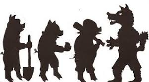Three Pigs Shadow Puppets Pochoir Silhouette Theatre D Ombre Personnage De Conte