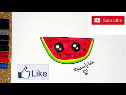 رسم بطيخه كيوت كيف ترسم قطعة بطيخ وتلونها خطوة بخطوة Youtube