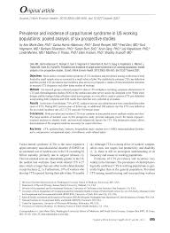Pdf Prevalence And Incidence Of Carpal Tunnel Syndrome In Us Working Populations Pooled Analysis Of Six Prospective Studies