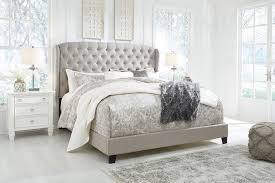 Marcella tufted wingback bed frame set, arctic blue velvet, queenby jennifer taylor home(39). Jerary Light Gray Upholstered Wingback Bed By Signature Design By Ashley Furniturepick