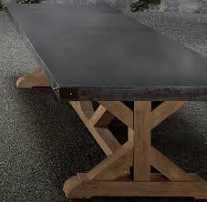 Belgian Trestle Concrete Teak Rectangular Dining Table Concrete Dining Table Metal Outdoor Table Concrete Outdoor Table