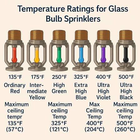 Temperature Ratings for Glass Bulb Sprinklers