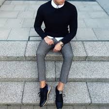 Men S Black Crew Neck Sweater White Dress Shirt Grey Wool Dress Pants Black Leather Low Top Sneakers Lookastic In this video, i showcase how to dress a white shirt, with several outfits that show what to wear with a white shirt. men s black crew neck sweater white