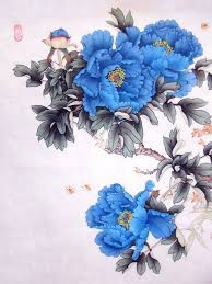 The importance of flowers in the culture along with symbolism and taboos. Blue Peony With Traditional Chinese Painting Psd Layered Blue Peonies Chinese Painting Peonies