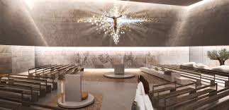 Interior of the modern church in capernaum, israel. Gallery Of Studio Kuadra S Iconographic Design Selected As Winner Of Cinisi Church Competition 10