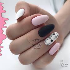 Checkered black and pink nail art design. Gorgeous Pink Black And White Mix In The Nail Design With Fashion