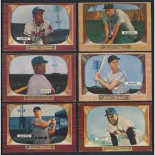 1955 Bowman Complete Set of (320) Baseball Cards with #202 Mickey Mantle,  #242 Ernie Banks, #179 Hank Aaron, #184 Willie Mays, #23 Al Kaline, #10  Phil Rizzuto