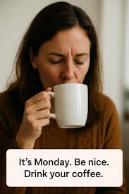 Happy Monday, Coffee Lovers! Monday is that awful reminder that we have to  start all over again. It's the day when coffee becomes less of a luxury and  more of a survival