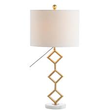 Jonathan Y Diamante 29 5 In Modern Gilt Metal With Marble Base Led Table Lamp Gold White Led Table Lamp Table Lamp Gold Table Lamp