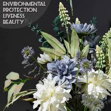 Rated 4.5 out of 5 stars. Buy Fake Flowers With Vase Blue Hydrangea Artificial Flowers Look Real Faux Flowers Centrepieces For Tables Arrangements Home Decorations Living Room Coffee Table Decor Purple Winter Online In Indonesia B08tbfs663