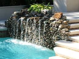 Wasserspiel Garten Design Idee Pool Effektvoll Wasserfall Wand Treppe Steine Wasserspiel Garten Brunnen Garten Gartenbrunnen