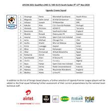 Pages using sports table with possibly ignored parameters. Afcon 2021 Qualification Caf Confirms Dates For Uganda South Sudan Matches Fufa Federation Of Uganda Football Associations