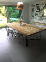 Lengo Large Handmade Industrial Chic Reclaimed Wood With Steel Chevron Style Legs Table Cafe Bar Restaurant Custom Made To Order Dining Table In Kitchen Industrial Chic Table