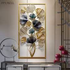 New Chinese Style Iron Pendant Wall Decor Living Room Background Wall Porch Metal Home Decor Creative In 2021 Metal Wall Art Decor Leaf Wall Hanging Hanging Wall Decor