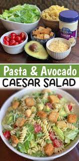 Pasta Avocado Caesar Salad Vegetarian Dinner Idea Recipe In 2021 Easy Vegetarian Dinner Vegetarian Recipes Easy Dinner Vegetarian Dinners