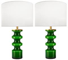 Pair Of Swedish Green Glass Lamps 1stdibs Com Green Table Lamp Lamp Glass Lamp