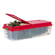 Christmas Tree Storage Holiday Box Tote Compartment Lid Red Seasonal Organizer Iris Christmas Tree Storage Tote Storage Holiday Tree