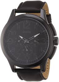 (prévoir changement de pile) achetée 179€ printemps le havre. Montre Guess Noir W11585g1 Homme Quartz Chronographe Cadran Acier Noir Bracelet Cuir Noir Jour Et Date Schoenen