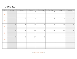 Additionally, all of our calendars are complete with the correct amount of days and have major. June 2021 Calendar Free Printable With Grid Lines Designed Horizontal Free Calendar Template Com