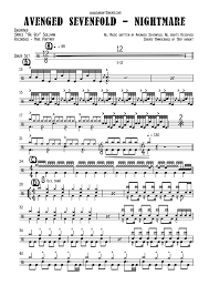 avenged sevenfold nightmare drum transcript sheet music