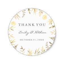 Wedding Golden Leaf Thank You Sticker Gold Wedding Gifts Customize Marriage Diy Unique Golden Wedding Stickers Thank You Stickers Stickers Custom
