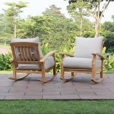 Summerton Teak Rocking Chair With Cushions Teak Patio Furniture Teak Rocking Chair Outdoor Rocking Chairs