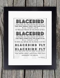 Black Bird In The Dead Of Night Lyrics The Beatles Blackbird Lyrics Print Blackbird Lyrics Lyric Prints Beatles Lyrics