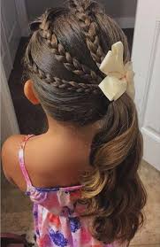 Kids hairstyles 2020 will feature some trendy and cute styles for both boys and girls, so that you can make even your children look stylish. Triple Braid And Pony Little Girl Hairstyle Hair Styles Kids Hairstyles Little Girl Hairstyles
