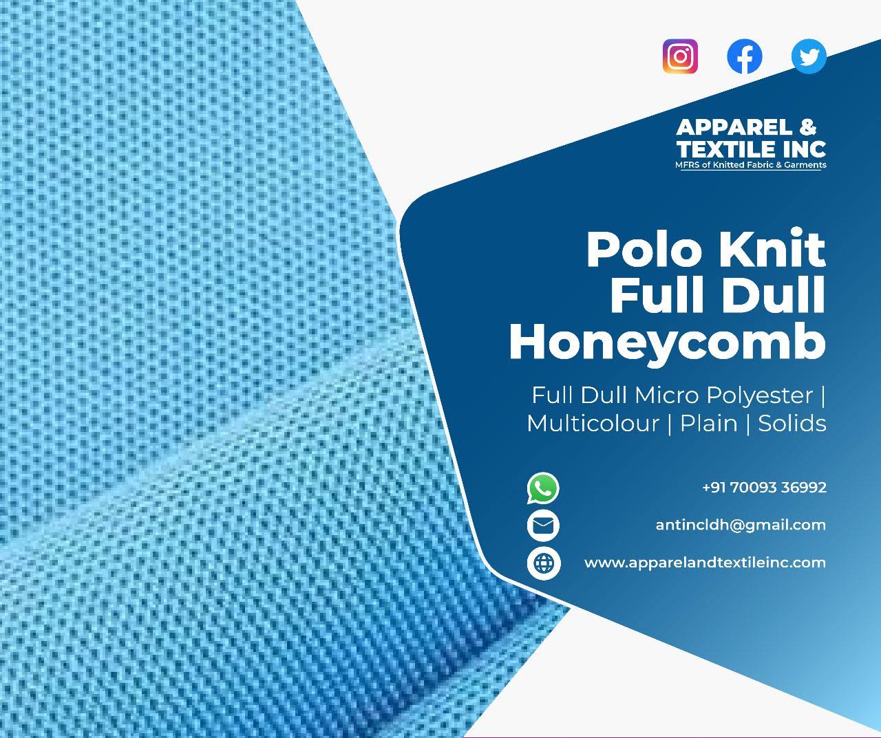 Polo Knit Full Dull Honeycomb Fabric Manufacturer Chennai product image