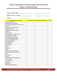 Pl ace  next to each item that is satisfactory. Heavy Equipment Daily Inspection Checklist Template Prior To Use On Site Printable Pdf Download