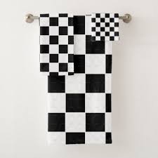 Black And White Checker Black White Checkers Towel Set Zazzle Com Patterned Bath Towels White Bath Towels Bath Towel Sets