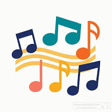 Music Clipart-colorful arrangement of music notes and a treble clef