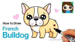 How To Draw A French Bulldog Easy Cartoon Puppy Youtube Cute Drawings Cute Animal Drawings Bulldog Drawing