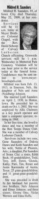 Obituary for Mildred H. Saunders, 1913-2008 (Aged 95)