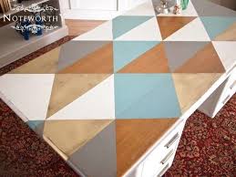 Geometric Painted Table Top Turquoise And Gold Painted Table Painted Table Tops Painted Kitchen Tables