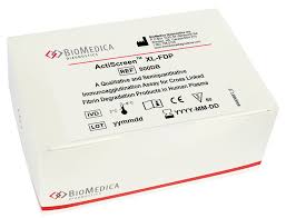 A fibrinogen antigen test measures the amount of fibrinogen in the blood. Biomedica Diagnostics Actiscreen Xl Fdp