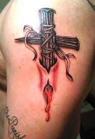 Crucifix cross tattoo on back. 75 Famous Cross Tattoos