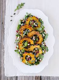 Roasted Acorn Squash Salad With Spicy Pepitas And Cranberries Recipe Healthy Salad Recipes Dinner Side Dishes Acorn Squash