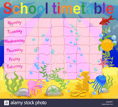 School Time Table Chart Stock Photos School Time Table