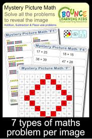 Solve The Math Problems On Each Worksheet The Resulting Number From Each Math Problem Is Then Filled In On A 1 1 Math Learning Worksheets Math Mystery Picture