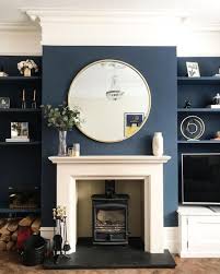 40 Stunning Living Room Decoration Ideas With Fireplace Dark Living Rooms Blue Walls Living Room Dark Blue Living Room