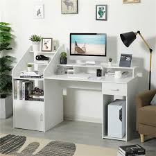 Simpli home dylan modern writing office desk in black. Modern 64 5 Home Office Large Computer Desk Studying Writing Desk W Drawer Storage Shelves Cabinet Laptop Desks Aliexpress
